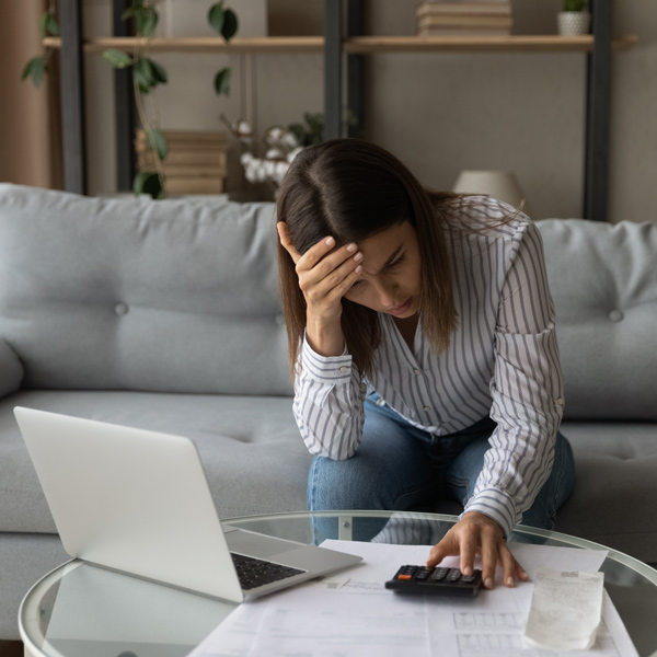Desperate woman feeling stressed about financial problems