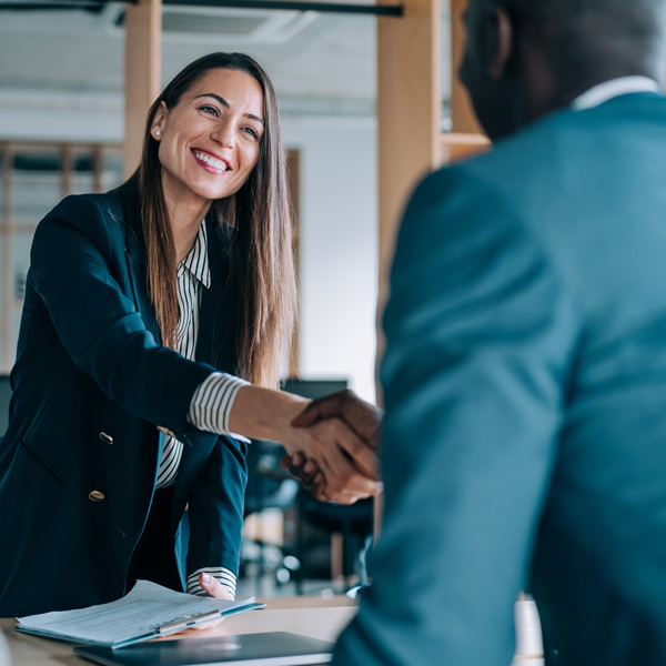 Business people shaking hands in the office.